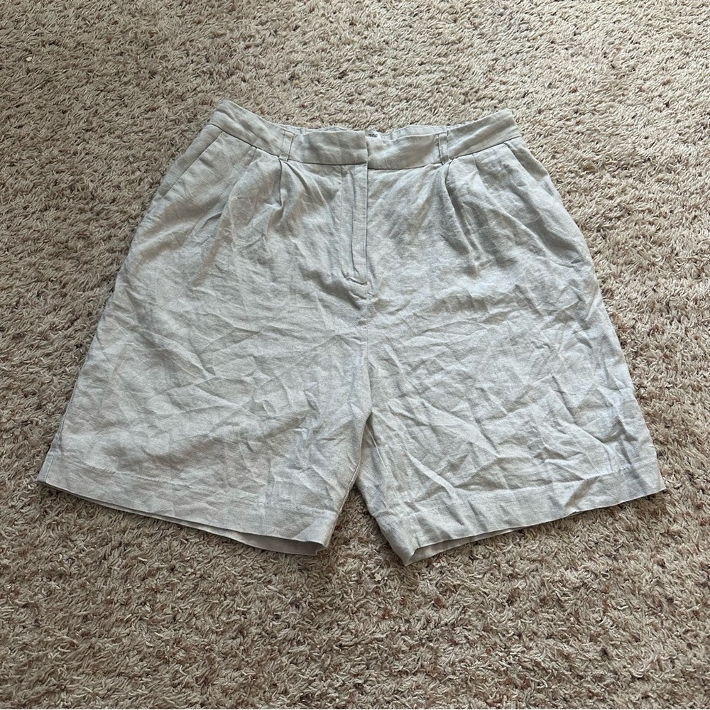 Rachel Zoe Linen Blend High Waist Bermuda Shorts Size 8 Academia Preppy Classic